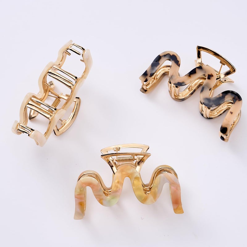 SINIDE Metal Hair Claw Clips, Large Cellulose Acetate Claw Clips Tortoise Shell Celluloid Banana Barrettes for Women Long Thick Thin Hair, Non-slip Jaw Clamps Fashion Accessories (3 Pack) - Image 3